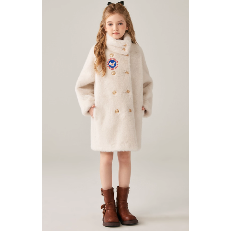 Authentic Milk White Energy Goose Golden Mink Fur Kid's Coat Elite Style Online for Sale