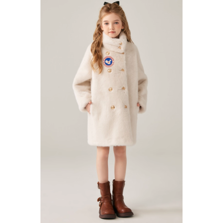 Authentic Milk White Energy Goose Golden Mink Fur Kid's Coat Elite Style Online for Sale