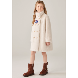 Authentic Milk White Energy Goose Golden Mink Fur Kid's Coat Elite Style Online for Sale