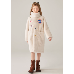 Authentic White Energy Goose Colorful Buttons Mink Fur Kid's Coat Elite Style Online for Sale