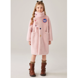 Authentic White Energy Goose Colorful Buttons Mink Fur Kid's Coat Elite Style Online for Sale