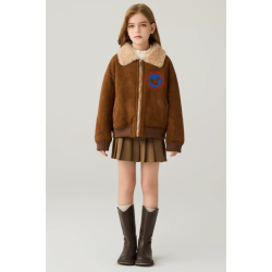 Authentic Camel Energy Goose Dual Motorcycle Kid's Suede Jacket Elite Kids A2 Flight Style Online for Sale