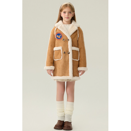 Authentic Khaki Energy Goose Motorcycle Kid's Suede Fur Coat Elite Kids A2 Flight Style Online for Sale