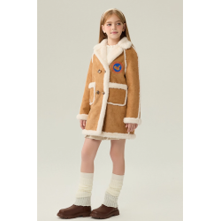 Authentic Khaki Energy Goose Motorcycle Kid's Suede Fur Coat Elite Kids A2 Flight Style Online for Sale