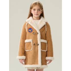 Authentic Khaki Energy Goose Motorcycle Kid's Suede Fur Coat Elite Kids A2 Flight Style Online for Sale