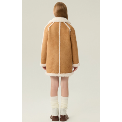 Authentic Khaki Energy Goose Motorcycle Kid's Suede Fur Coat Elite Kids A2 Flight Style Online for Sale