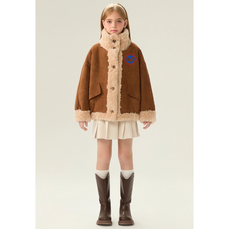 Authentic Coffee Energy Goose Dual Motorcycle Kid's Suede Jacket Elite Kids A2 Flight Style Online for Sale