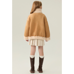 Authentic Coffee Energy Goose Dual Motorcycle Kid's Suede Jacket Elite Kids A2 Flight Style Online for Sale