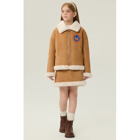 Authentic Khaki Energy Goose Motorcycle Kid's Suede Dress Jacket Elite Kids A2 Flight Style Online for Sale