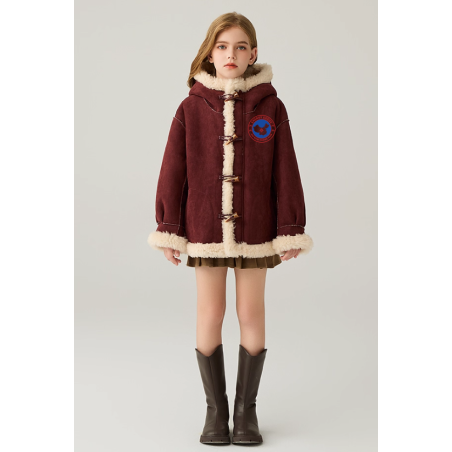 Authentic Burgundy Energy Goose Motorcycle Kid's Suede Jacket Elite Kids A2 Flight Style Online for Sale