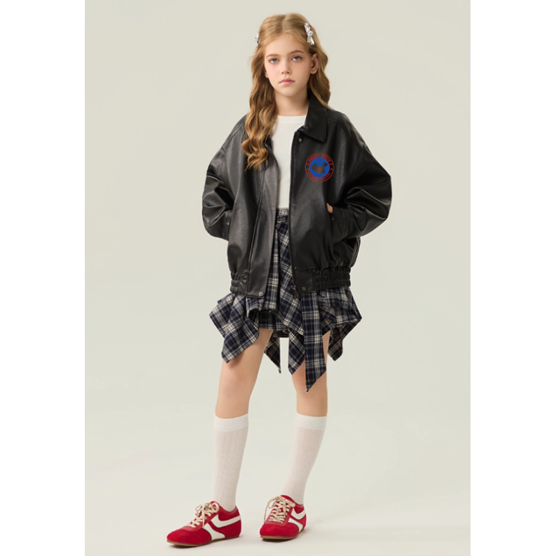 Authentic Black Energy Goose Pu Leather Kid's Motorcycle Jacket Elite Kids A2 Flight PU Leather Style Online for Sale