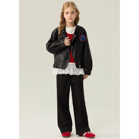 Authentic Black Energy Goose Pu Leather Chic Kid's Motorcycle Jacket Elite Kids A2 Flight PU Leather Style Online for Sale