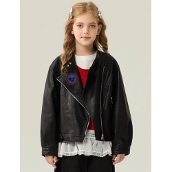 Authentic Black Energy Goose Pu Leather Chic Kid's Motorcycle Jacket Elite Kids A2 Flight PU Leather Style Online for Sale