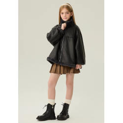 Authentic Black Energy Goose Dual Pu Leather Kid's Motorcycle Jacket Elite Kids A2 Flight PU Leather Style Online for Sale