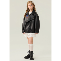 Authentic Black Energy Goose Korea Pu Leather Kid's Motorcycle Jacket Elite Kids A2 Flight PU Leather Style Online for Sale