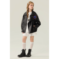 Authentic Black Energy Goose Korea Pu Leather Kid's Motorcycle Jacket Elite Kids A2 Flight PU Leather Style Online for Sale