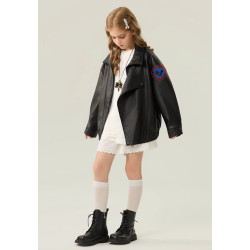 Authentic Black Energy Goose Korea Pu Leather Kid's Motorcycle Jacket Elite Kids A2 Flight PU Leather Style Online for Sale