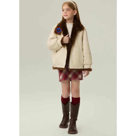 Authentic Sandy White Energy Goose Dual Pu Leather Kid's Motorcycle Jacket Elite Kids A2 Flight PU Leather Style Online for Sale