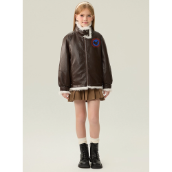 Authentic Brown Energy Goose Dual Pu Leather Kid's Motorcycle Jacket Elite Kids A2 Flight PU Leather Style Online for Sale