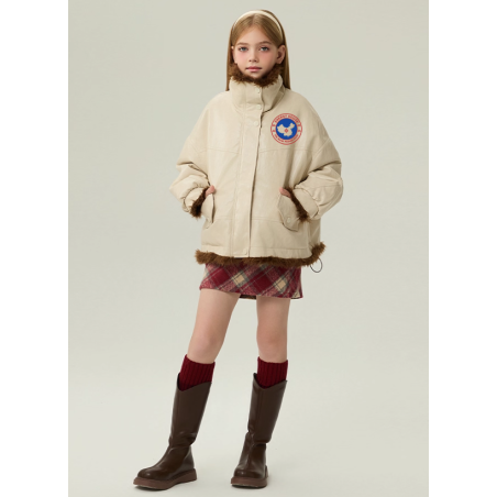 Authentic Beige Energy Goose Dual Pu Leather Kid's Motorcycle Jacket Elite Kids A2 Flight PU Leather Style Online for Sale