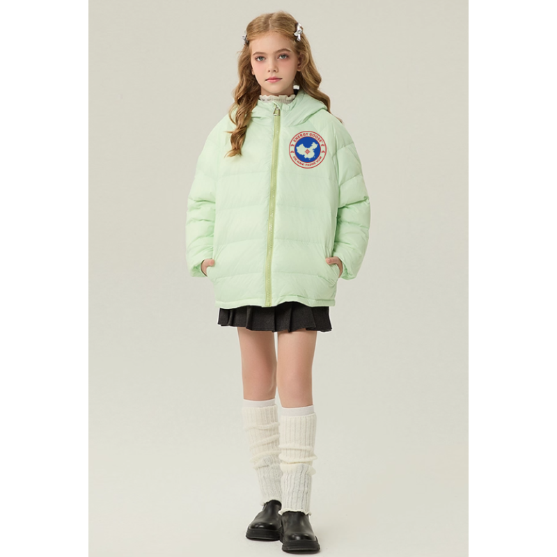 Authentic Green Energy Goose Parka With Hat Kid's Down Jacket Online for Sale