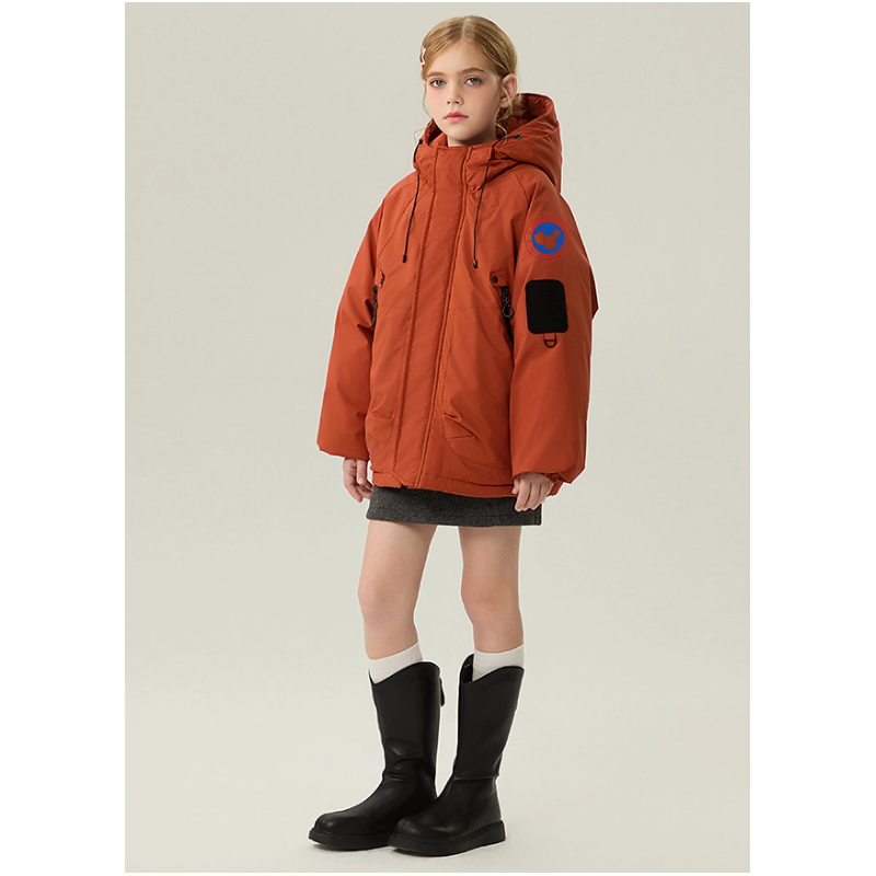 Authentic Orange Energy Goose Parka Winter Kid's Down Jacket Online for Sale