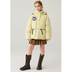 Authentic Light Yellow Energy Goose Short Parka Kid's Down Jacket Online for Sale