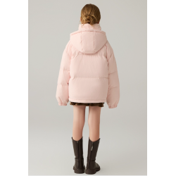 Authentic Light Pink Energy Goose Short Parka Kid's Down Jacket Online for Sale