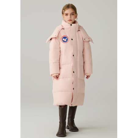 Authentic Pink Energy Goose Long Parka Kid's Down Jacket Online for Sale