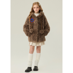 Authentic Taupe Gray Energy Goose Velvet Kid's Lamb Coat Elite Kids Online for Sale