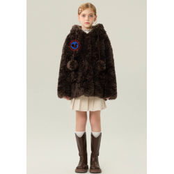 Authentic Taupe Gray Energy Goose Velvet Kid's Lamb Coat Elite Kids Online for Sale