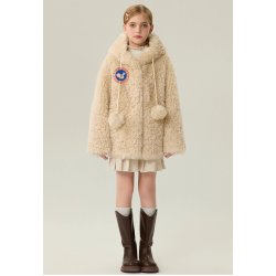 Authentic Taupe Gray Energy Goose Velvet Kid's Lamb Coat Elite Kids Online for Sale