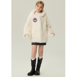 Authentic Taupe Gray Energy Goose Velvet Kid's Lamb Coat Elite Kids Online for Sale