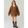 Authentic Brown Energy Goose Tigris Kid's Lamb Short Coat Elite Kids Online for Sale