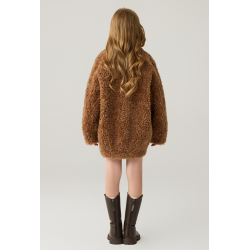 Authentic Brown Energy Goose Tigris Kid's Lamb Short Coat Elite Kids Online for Sale