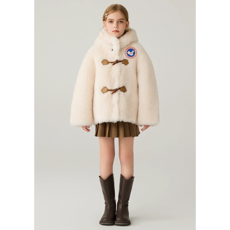 Authentic White Energy Goose Bazaar Ox Horn Kid's Lamb Short Coat Elite Kids Online for Sale