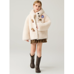 Authentic White Energy Goose Bazaar Ox Horn Kid's Lamb Short Coat Elite Kids Online for Sale