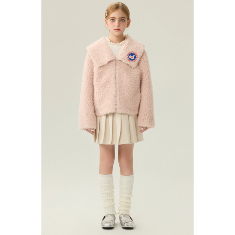 Authentic Pink Energy Goose Mink Fur Kid's Lamb Short Coat Elite Kids Online for Sale