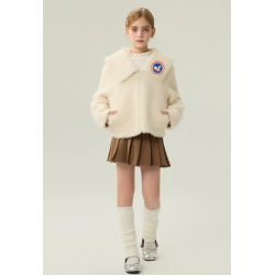 Authentic Pink Energy Goose Mink Fur Kid's Lamb Short Coat Elite Kids Online for Sale