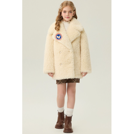 Authentic Light Yellow Energy Goose Suit Collar Kid's Lamb Coat Elite Kids Online for Sale
