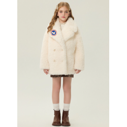 Authentic Light Yellow Energy Goose Suit Collar Kid's Lamb Coat Elite Kids Online for Sale