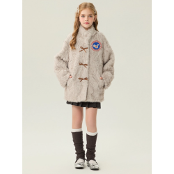 Authentic White Energy Goose Bowknot Kid's Lamb Short Coat Elite Kids Online for Sale