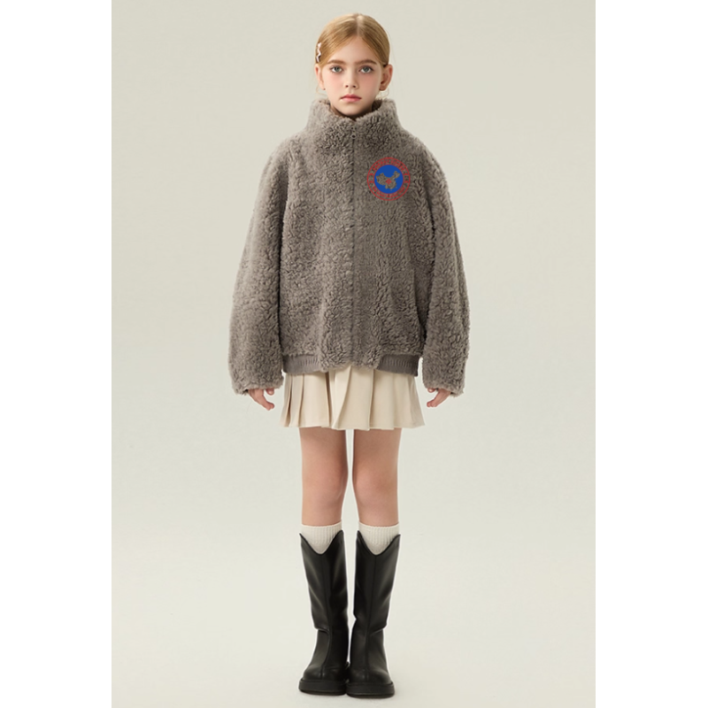 Authentic Gray Energy Goose Hoodie Kid's Lamb Short Coat Elite Kids Online for Sale