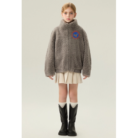 Authentic Gray Energy Goose Hoodie Kid's Lamb Short Coat Elite Kids Online for Sale