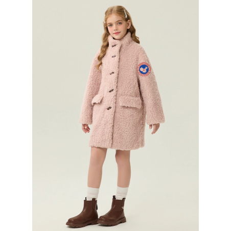 Authentic Pink Energy Goose Middle Long Kid's Lamb Coat Elite Kids Online for Sale