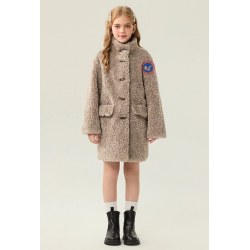 Authentic Pink Energy Goose Middle Long Kid's Lamb Coat Elite Kids Online for Sale