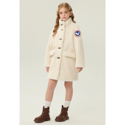 Authentic Pink Energy Goose Middle Long Kid's Lamb Coat Elite Kids Online for Sale