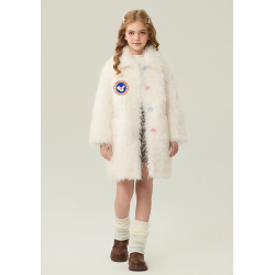 Authentic White Energy Goose Colorful Button Kid's Lamb Coat Elite Kids Online for Sale