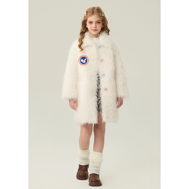 Authentic White Energy Goose Colorful Button Kid's Lamb Coat Elite Kids Online for Sale