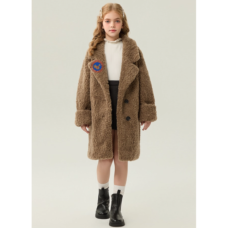 Authentic Coffee Energy Goose Suit Collar Kid's Lamb Coat Elite Kids Online for Sale